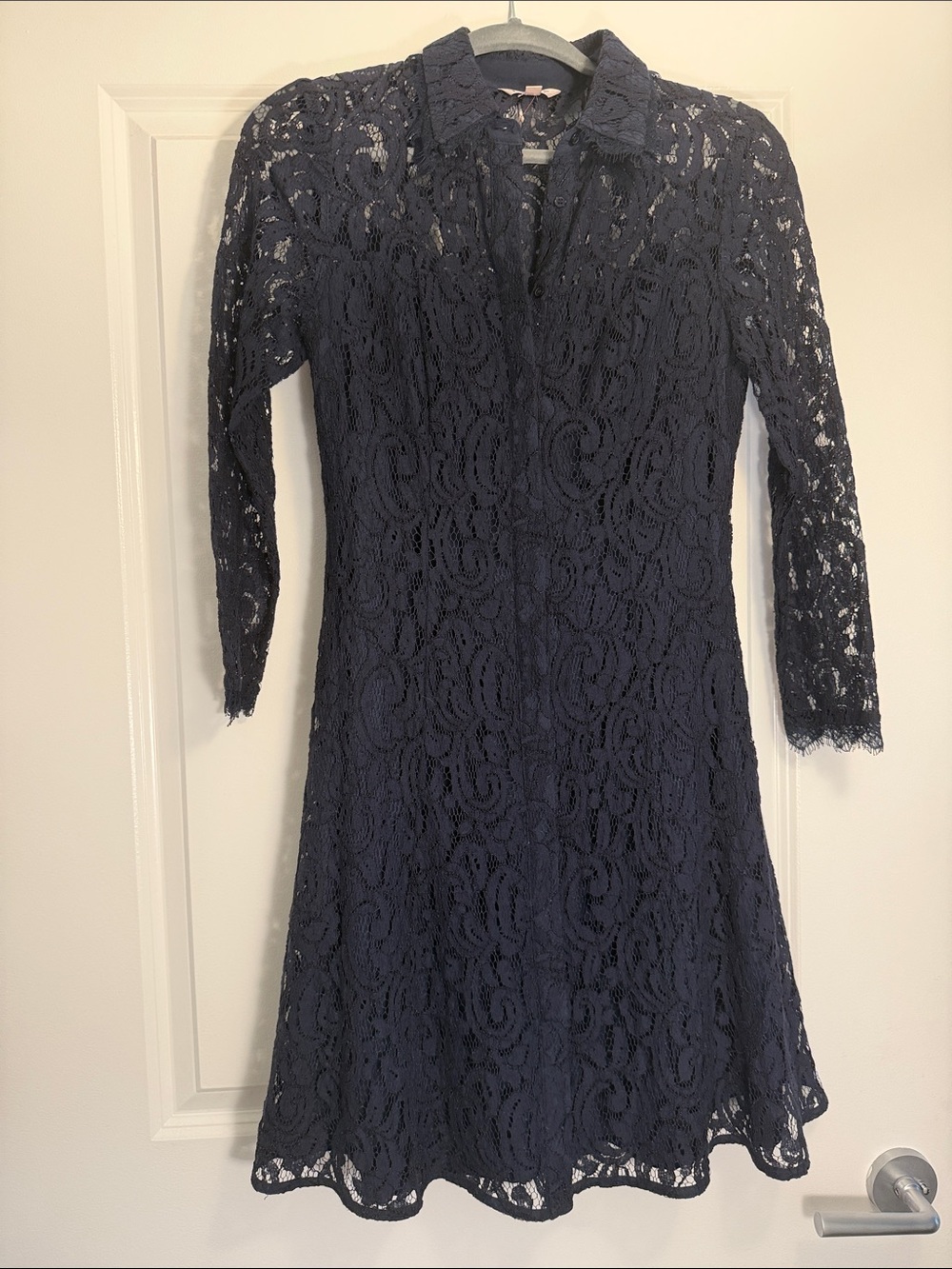 Nanette Nanette Lepore Lace Collared Mini Cocktail Dress Navy Blue Size 8